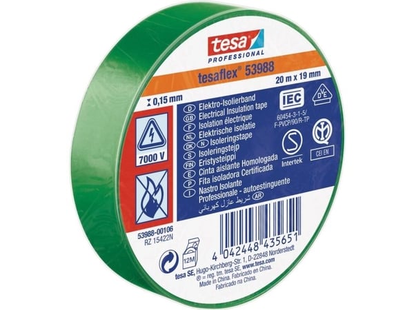 tesa 53988-00106-00 isolasjonstape tesa® Professional Grøn (L x B) 20 m x 19 mm 1 stk