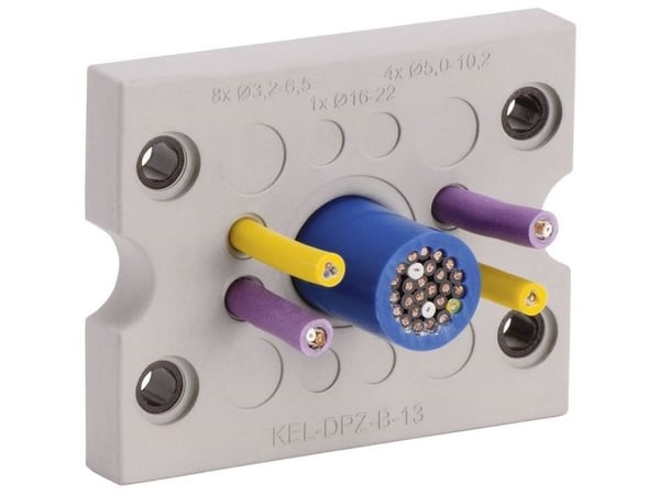 Icotek KEL-DPZ-B25 Kabelgennemføringsplade Klemme-diameter (max.) 6.5 mm Polyamidi , Elastomeeri Grå 1 stk