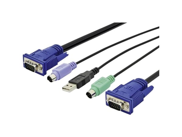 DIGITUS - Tastatur / video / mus / USB-kabel - HD-15 (VGA) (hann) til USB, HD-15 (VGA) (hann) - USB 2.0 - 3 m - svart