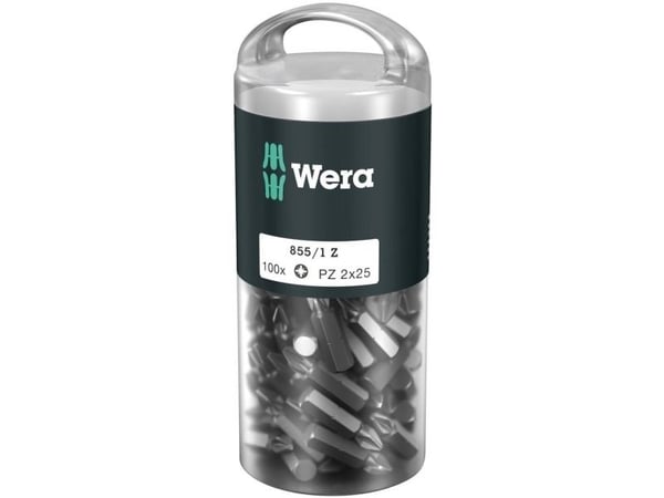 Wera 855/1 Z DIY 100 SiS, 100 stykker, Pozidriv, PZ 2, 1 x 25 mm, CE, GS, DVE, 25 mm