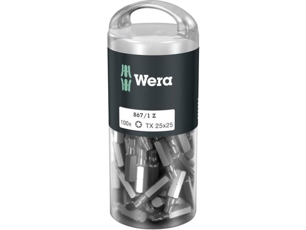 Wera 05072449001, 100 styck, Torx, TX 25x25, 25 mm, 25,4 / 4 mm (1 / 4"), Hexagonal