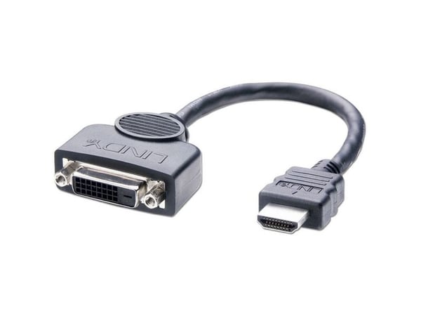 Lindy 41227, 0,2 m, DVI-D, HDMI, Hunstik - Hanstik, Sort