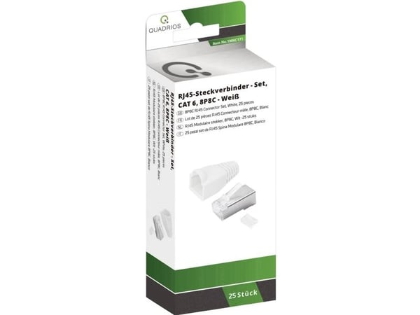 Quadrios RJ-45 kontaktset Cat 6 1906C171 kontakter, raka, antal poler 8P8C, vit (1906C171)