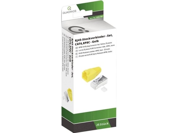 Quadrios RJ-45 kontaktsett CAT 6 1906C169 rett 8P8C gul 25 stk (1906C169)