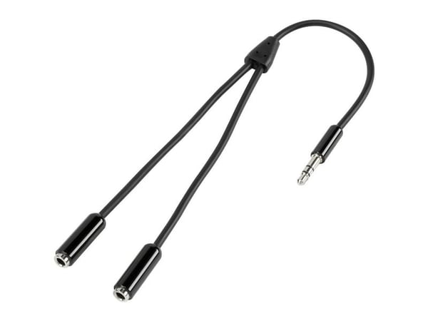 SpeaKa Professional SP-7870032, 3.5mm, Hankjønn, 2 x 3.5mm, Hunkjønn, 0,2 m, Svart