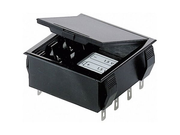 Bopla 46600000 Batteriholder for 4xR6 (AA) & 9V blokk loddetilkobling 65x65x21,5 mm