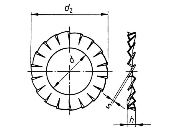 TOOLCRAFT A6,4 D6798 194756 Jousilaatat Tähtijousen aluslevyt Sisähalkaisija: 6,4 mm M6 DIN 6798 Jousiteräs 100 kpl
