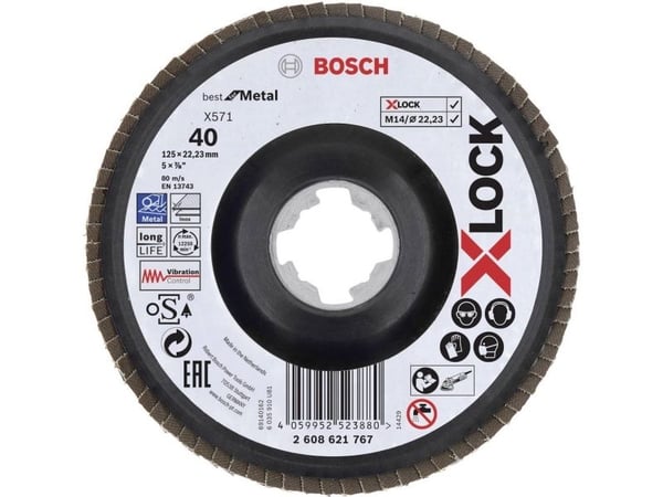 Bosch Best for Metal X571 - Klaffplate - for metall, rustfritt stål - 125 mm - X-LOCK - grovkorn: 40