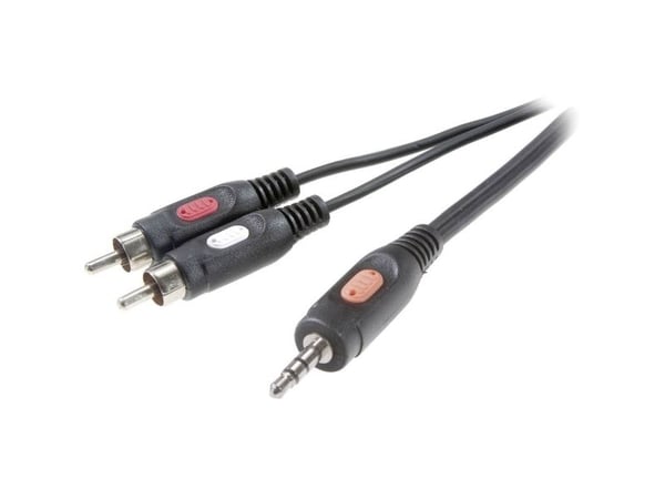 SpeaKa Professional Cinch/Klinke lydtilkoblingskabel [2x Cinch-plugg - 1x 3,5 mm jackplugg] 10 m svart (SP-7869792)