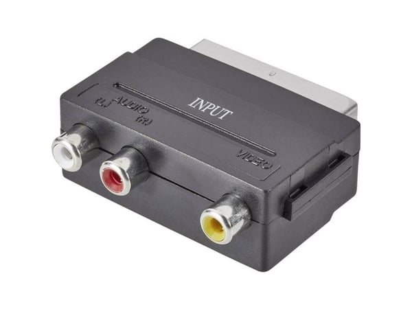 SpeaKa Professional Phono / Scart Adapter [3x Cinch-bøsning - 1x SCART-stik] Sort