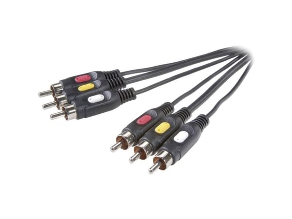 SpeaKa Professional kompositt cinch AV-tilkoblingskabel [3x cinch-plugg - 3x cinch-plugg] 2 m svart (SP-7869864)