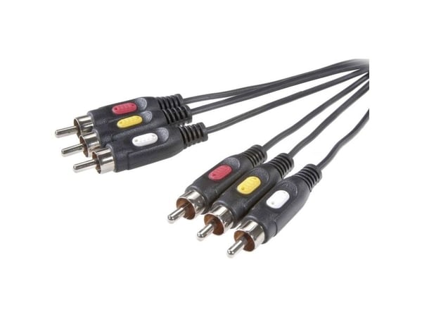 SpeaKa Professional SP-7869868, 10 m, 3 x RCA, 3 x RCA, Hankjønn, Hankjønn, Svart