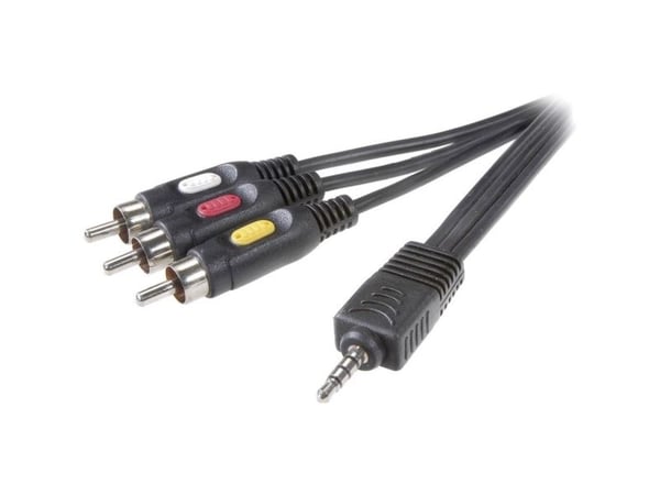 SpeaKa Professional SP-7869876, 3.5mm, Hankjønn, 3 x RCA, Hankjønn, 2 m, Svart