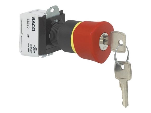 BACO L22GR01B Nødstopknap Frontring plastic, Sort, med statusindikator 600 V 10 A IP69K 1 stk 1 stk