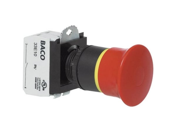BACO L22DR01B Nødstopknap Frontring plastic, Sort, med statusindikator 600 V 10 A IP69K 1 stk 1 stk
