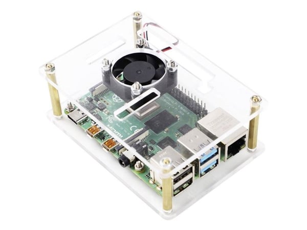 Renkforce RBP-PLC100 SBC-kotelo Sopii: Raspberry Pi, Banana Pi, Rock Pi sis. aktiivisen jäähdyttimen Läpinäkyvä
