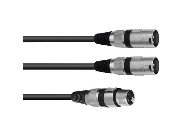 Omnitronic 30225203, XLR (3-pin), Hunkjønn, 2 x XLR (3-pin), Hankjønn, 0,5 m, Sort