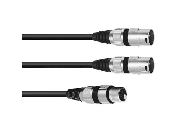 Omnitronic 30225206, XLR (3-pin), Hunkjønn, 2 x XLR (3-pin), Hankjønn, 3 m, Svart