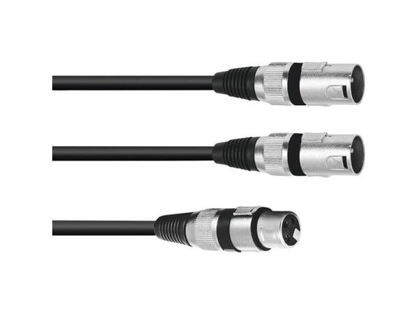Omnitronic 30225205, XLR (3-pin), Hankjønn, 2 x XLR (3-pin), Hankjønn, 1,5 m, Svart