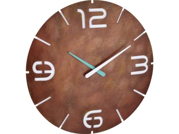 TFA CONTOUR - Klokke - kvarts - veggmonterbar - 35 cm - hvit, rust look