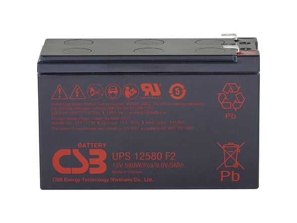 CSB Battery UPS 12580 high-rate blybatteri 12 V 9,4 Ah, blyfleece 151 x 99 x 65 mm