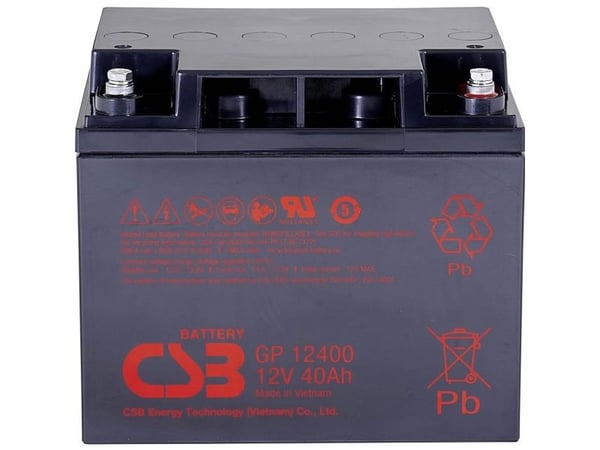CSB Battery GP 12400 standby UPS blybatteri 12 V 40 Ah blyfleece 197 x 171 x 165 mm M5 skruetilkobling vedlikeholdsfri lav selvutlading
