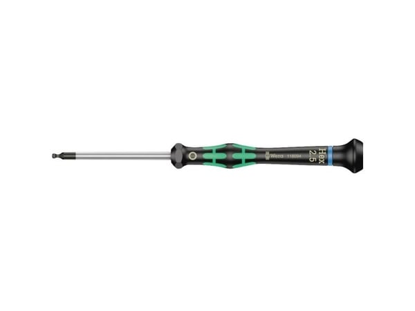 Wera 2052 Elektroniikka ja hienomekaniikka Kuusikulmainen ruuvimeisseli Avaimen leveys: 2,5 mm Terän pituus: 60 mm