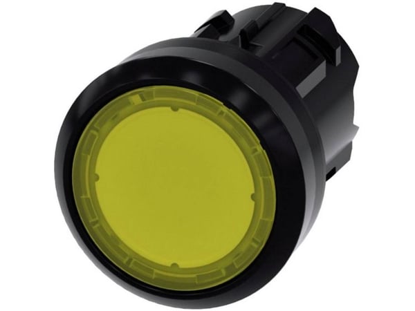 Siemens 3SU10010AA300AA0 3SU1001-0AA30-0AA0 Kevyt painonappi Eturengas muovia, pyöreä Painike Musta, keltainen Paineen vapautus 1 kpl