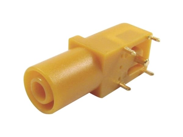 Cliff FCR7350Y sikkerhetslaboratorietilkobling, tilkobling, vinklet, stift-diameter: 4 mm, gul, 1 stk