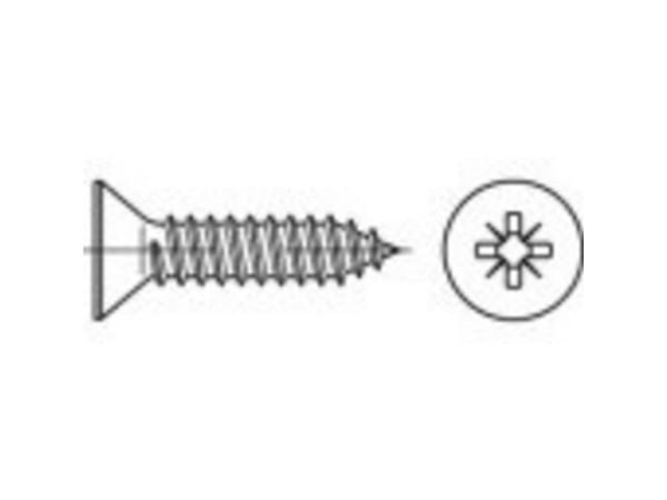 TOOLCRAFT senkhode kryss spor skrue 22 mm Philips stål galvanisert 2000 stk