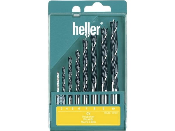 Heller 205241 tre-spiralbor-sett 8 deler 3/4/5/6/7/8/9/10 mm sylinderskaft