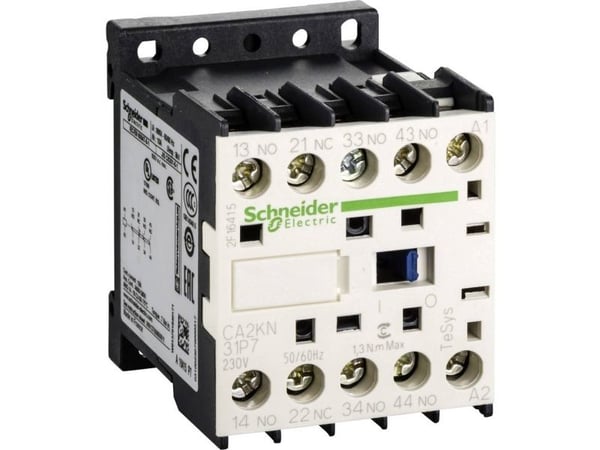 Schneider Electric TeSys K control relay, Musta, Valkoinen, 230 V, 50 - 60 Hz, 45 x 57 x 58 mm, 180 g, -25 - 50 °C