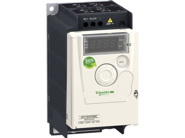 SCHNEIDER ELECTRIC Taajuusmuuttaja ATV12 0,37kW ,1X240V AC ,IP20 sis. C1 EMC-suodattimen