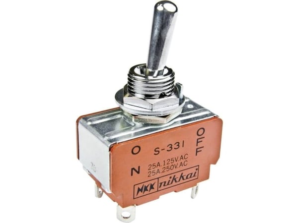 NKK Switches S332 keinukytkin 125 V/AC 25 A 2 x On/On Klikkaava 1 kpl
