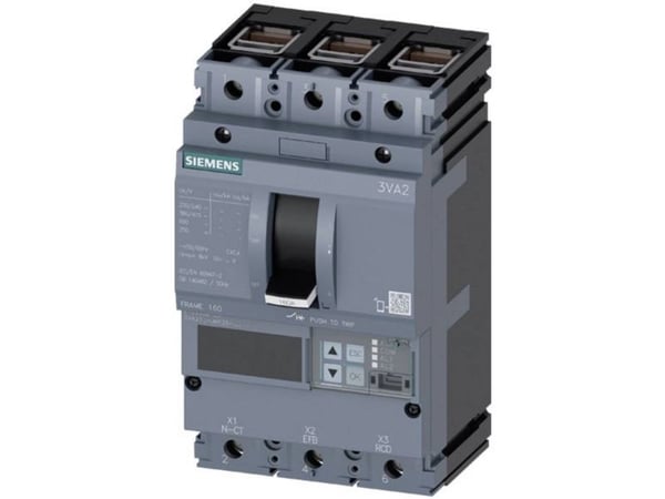 Siemens 3VA2163-5MP36-0AA0 -katkaisija, 1 kpl. Säätöalue (virta): 25–63 A. Kytkentäjännite (maks.): 690 V/AC (L x K x S) 105 x 181 x 86 mm, IP40
