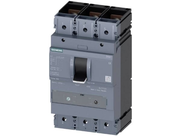 Siemens 3VA1463-7EF32-0AA0 Strömbrytare 1 st Inställningsområde (ström): 441 - 630 A Kopplingsspänning (max.): 690 V/AC, 500 V/DC (B x H x D) 138 x...