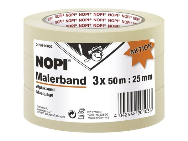 tesa NOPI® 04790-00000-01 malertape beige (L x B) 50 m x 25 mm 3 ruller (04790-00000-01)