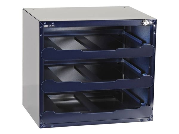 raaco SafeBox 80, Frittstående safe, Blå, Nøkkel, Stål, 3 hyller, 451 mm