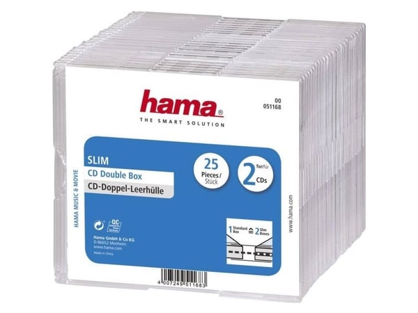 Hama 00051168, Slimline-kotelo, 2 levyt, Läpinäkyvä, Polystyreeni, 120 mm, 125 mm