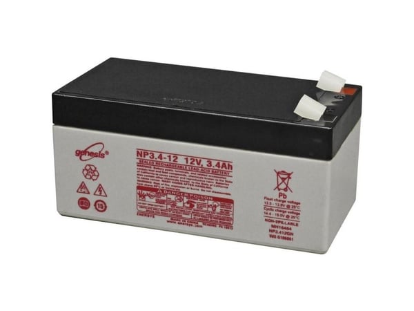 EnerSys Genesis NP3.4-12 Lyijyakku 12 V 3,4 Ah Lyijyakku (B x K x S) 134 x 67 x 67 mm Litteä liitin 6,35 mm Huoltovapaa, VDS-sertifiointi, matala