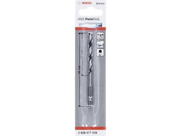 Bosch HSS PointTeQ - Bor - for metall - bor - 6 mm - heksagonal - lengde: 98 mm
