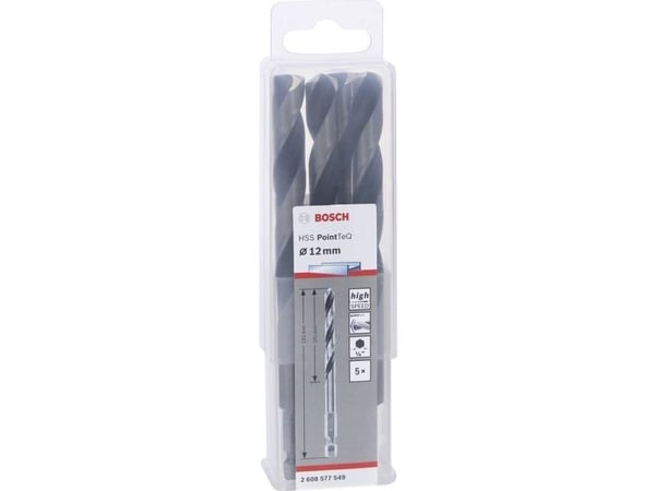 Bosch HSS PointTeQ - Bor - for metall - bor - 5 deler - 12 mm - heksagonal - lengde: 151 mm