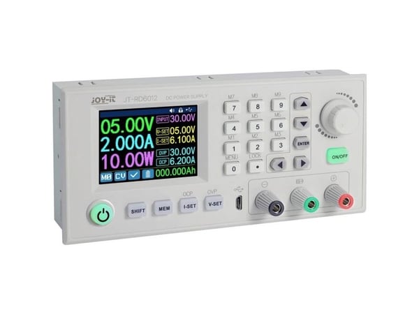 Joy-it RD6012 laboratorie strømforsyning, justerbar 0-60 V 0-12 A, fjernstyrbar, programmerbar, smal utførelse, 2 utganger (JT-RD6012)