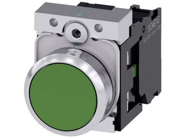 Siemens 3SU1150-0AB40-1BA0, Metalli, Muovi, Musta, Vihreä, Hopea, 500 V, 30 mm, 60,7 mm, 40 mm