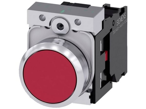 Siemens 3SU1150-0AB20-1CA0, Metall, Plast, Svart, Röd, Silver, 500 V, 30 mm, 60,7 mm, 40 mm