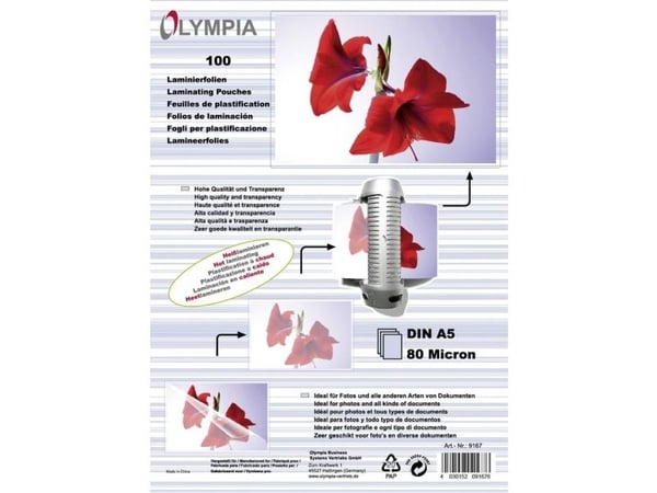 OLYMPIA - A5 (148 x 210 mm) 100 stk laminert teip