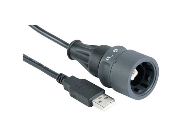 USB-stasjon PXP6040/B/2M00 Type B (låseinnretning) på type A. PXP6040/B/2M00 Bulgin, innhold: 1 stk