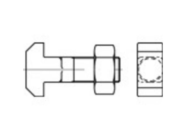 TOOLCRAFT 105975 hammerhodeskruer M10 100 mm firkant DIN 186 stål, 10 stk.