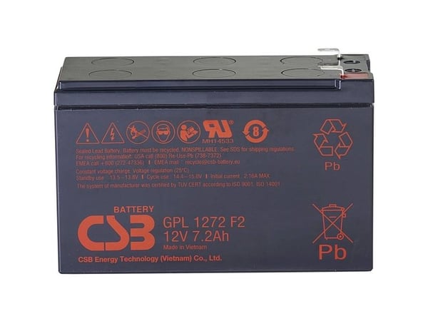 CSB-batteri GPL 1272 blybatteri 12 V 7,2 Ah