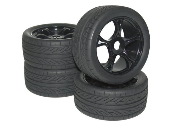 Reely 1:8 Buggy komplette hjul Street 5-eikers svart 4 stk (MV0931BB2)